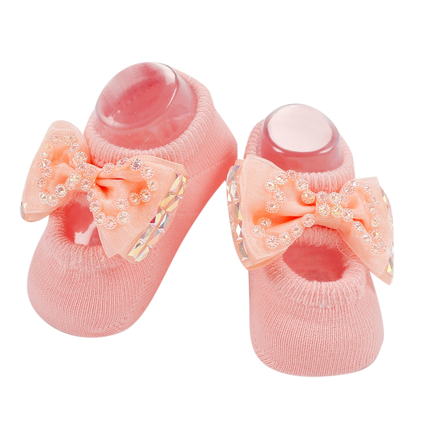 Bedazzled Peach Headband And Socks Set - Baby Moo