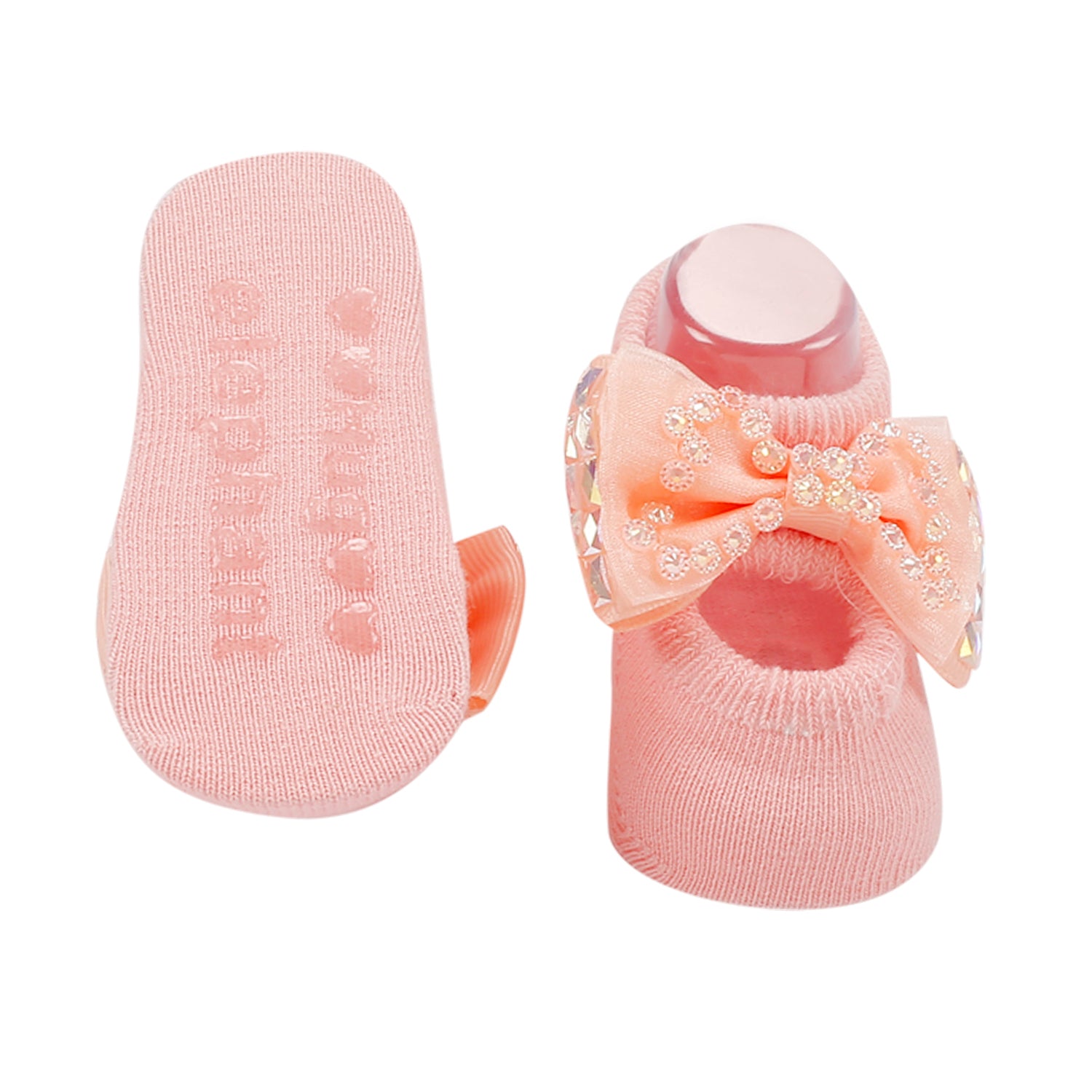 Bedazzled Peach Headband And Socks Set - Baby Moo