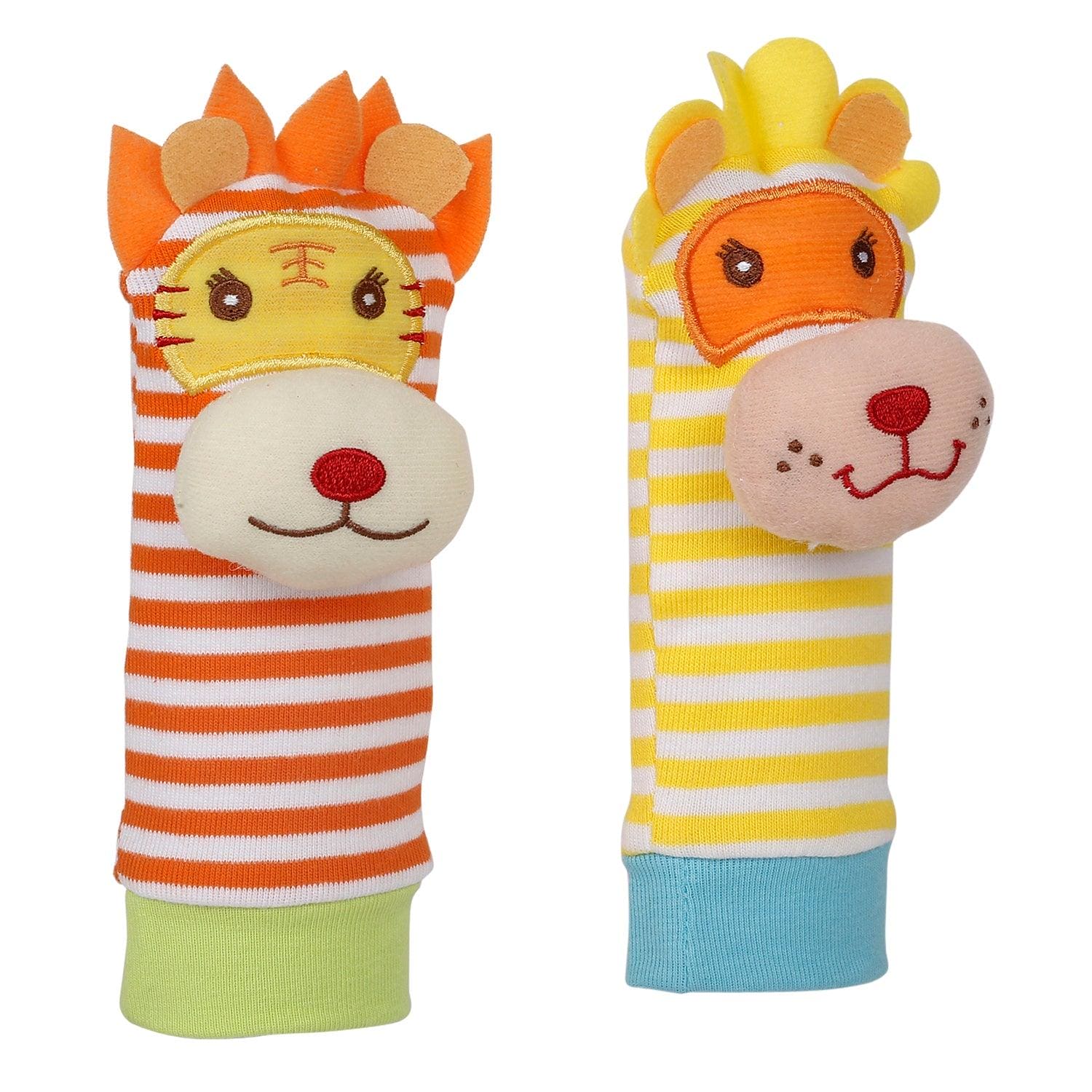 Wild Cats Yellow And Orange Set of 2 Socks Rattle - Baby Moo