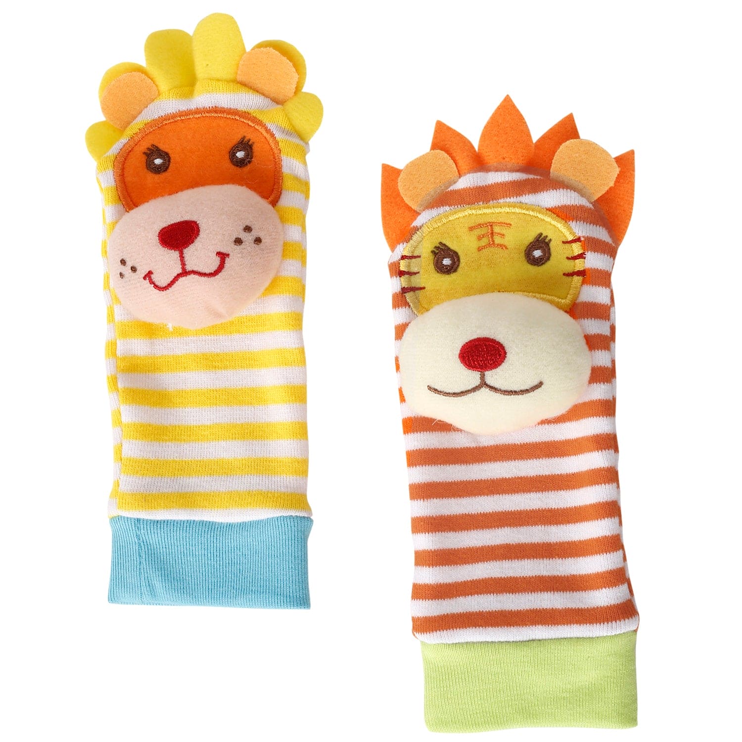 Wild Cats Yellow And Orange Set of 2 Socks Rattle - Baby Moo