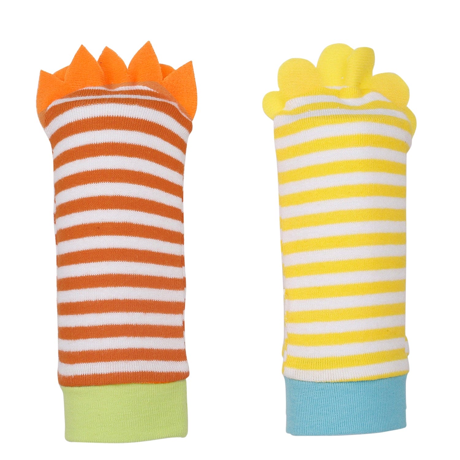 Wild Cats Yellow And Orange Set of 2 Socks Rattle - Baby Moo