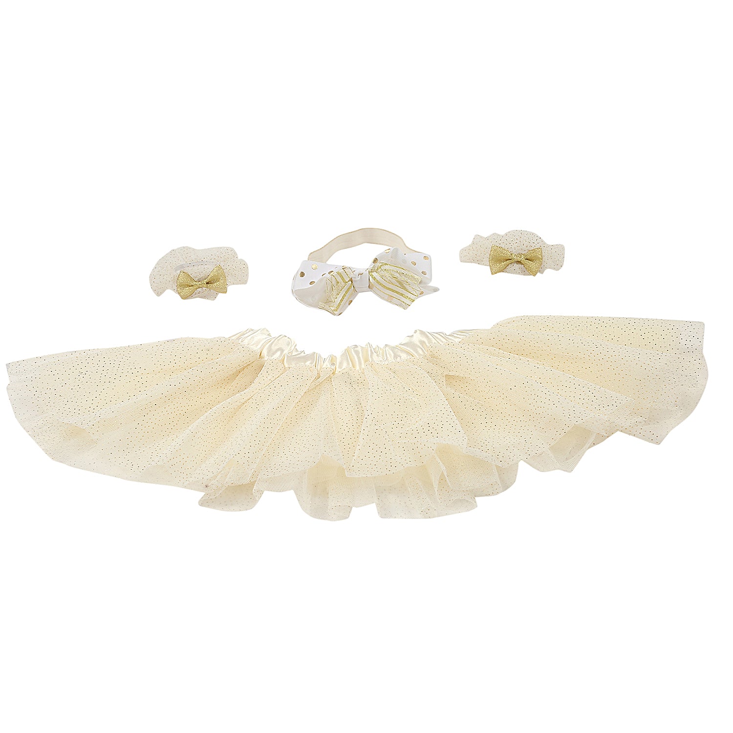 Fairy White And Golden Tutu Skirt And Accessory Set - Baby Moo