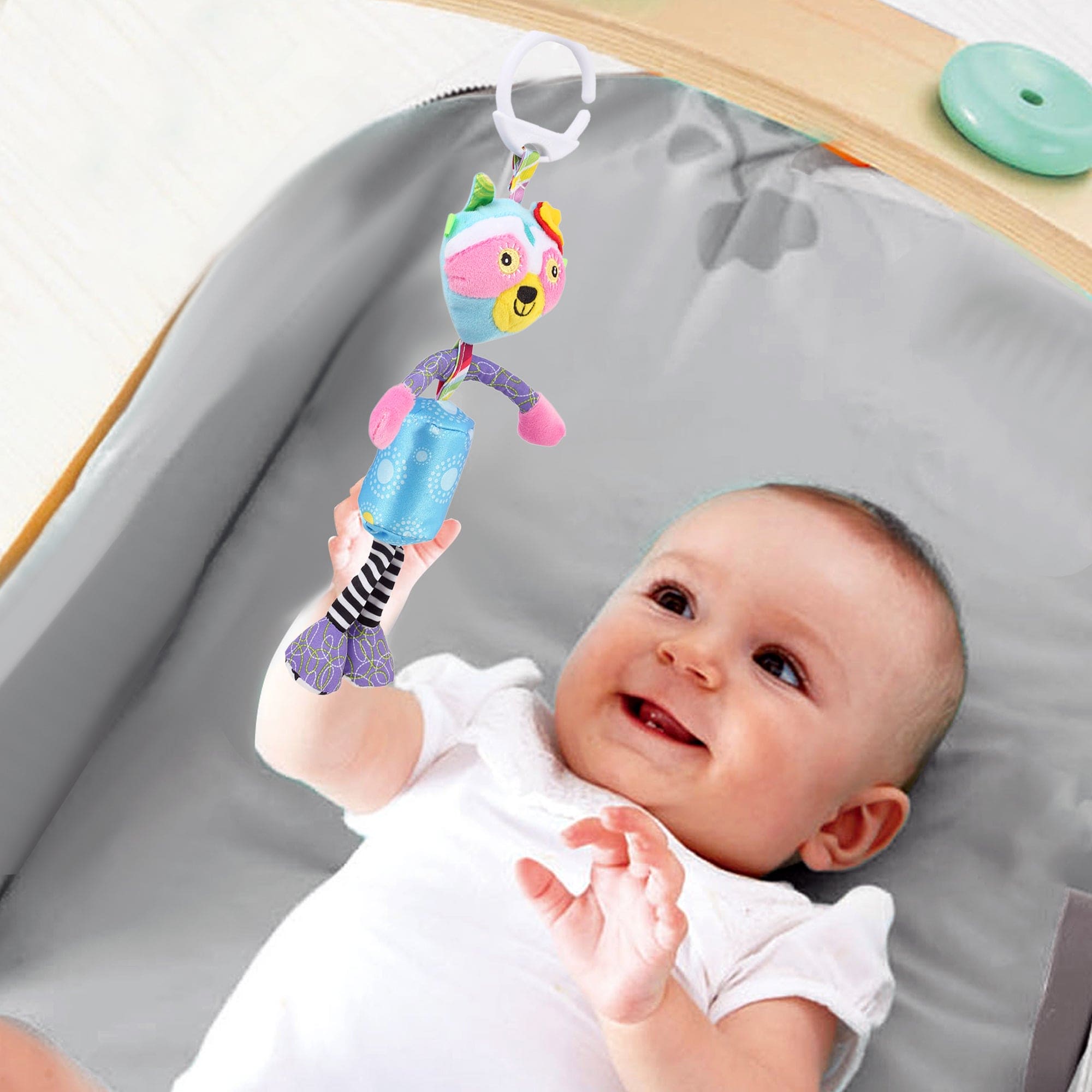 My Best Friend Pink And Blue Hanging Musical Toy / Wind Chime Soft Rattle - Baby Moo