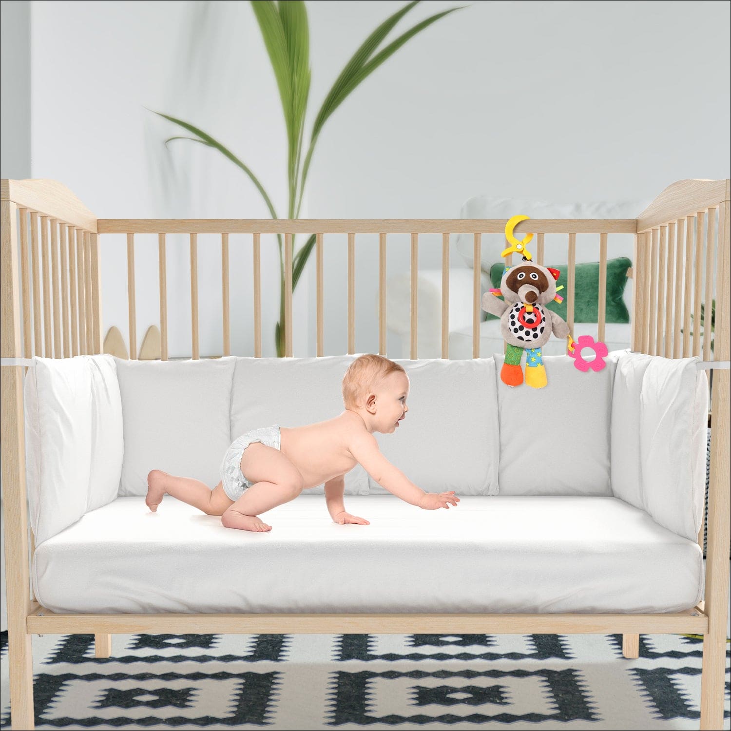 Star's Favourite Grey Hanging Pulling Toy With Teether - Baby Moo