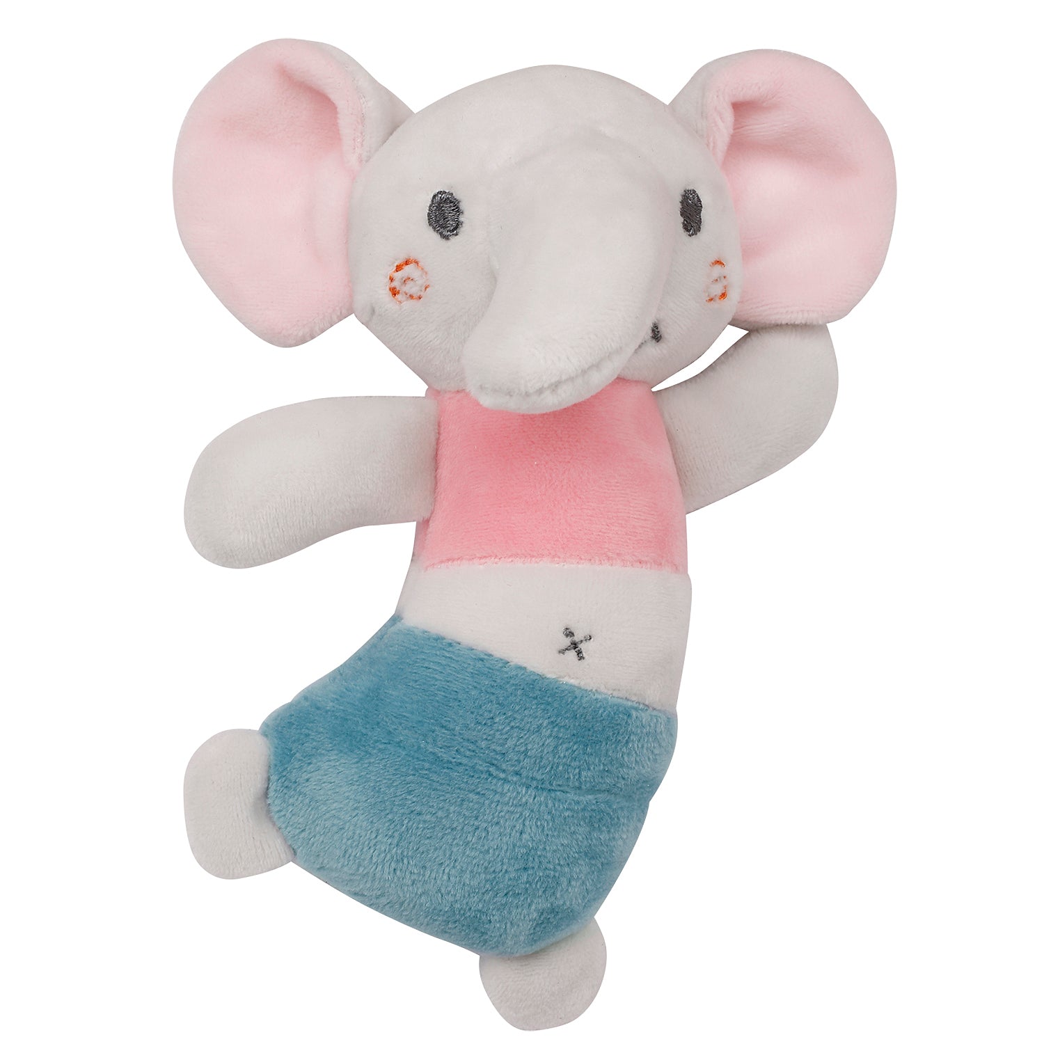 Dancing Elephant White Handheld Rattle Toy - Baby Moo