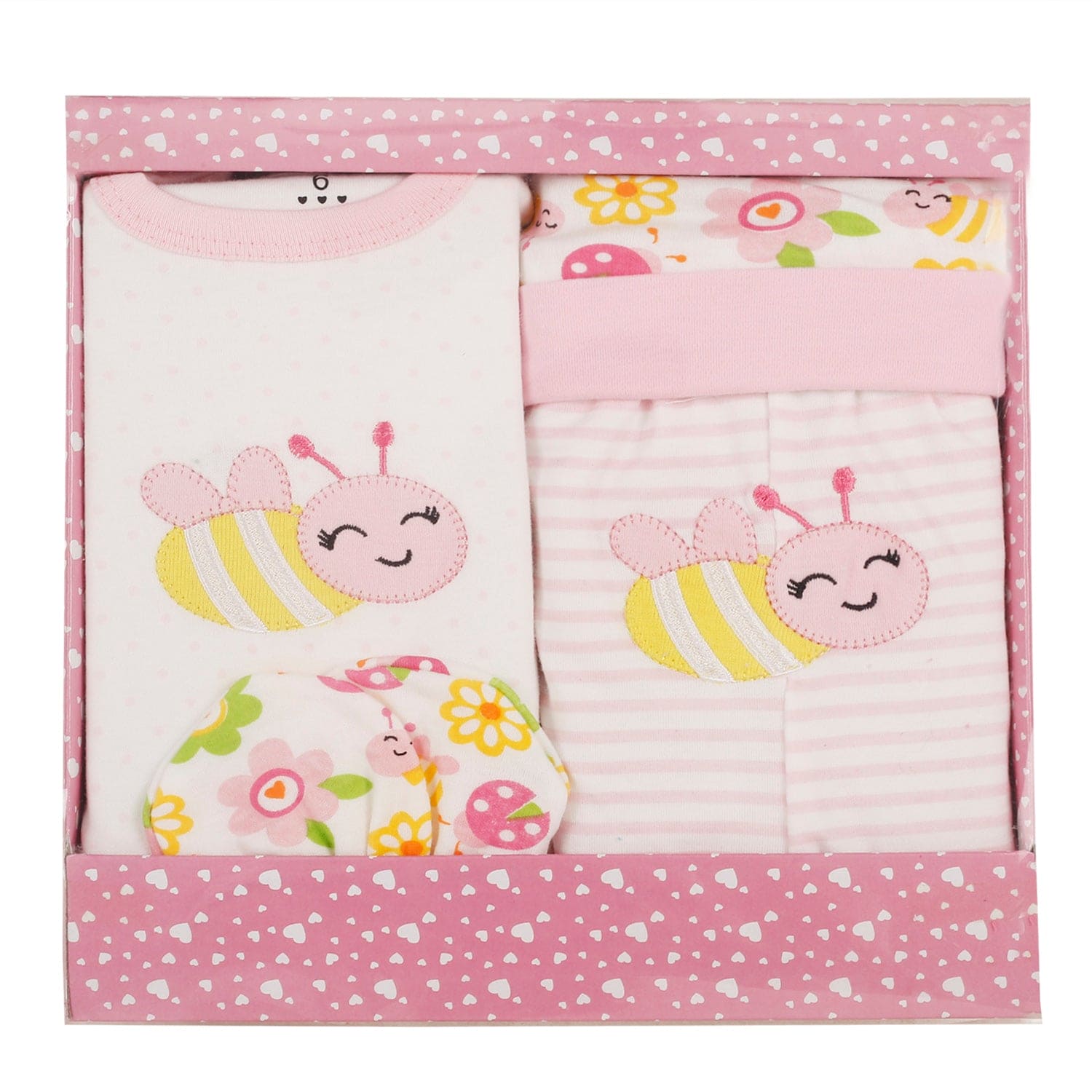 Fluttering Bee Pink 4 Pcs Gift Set - Baby Moo