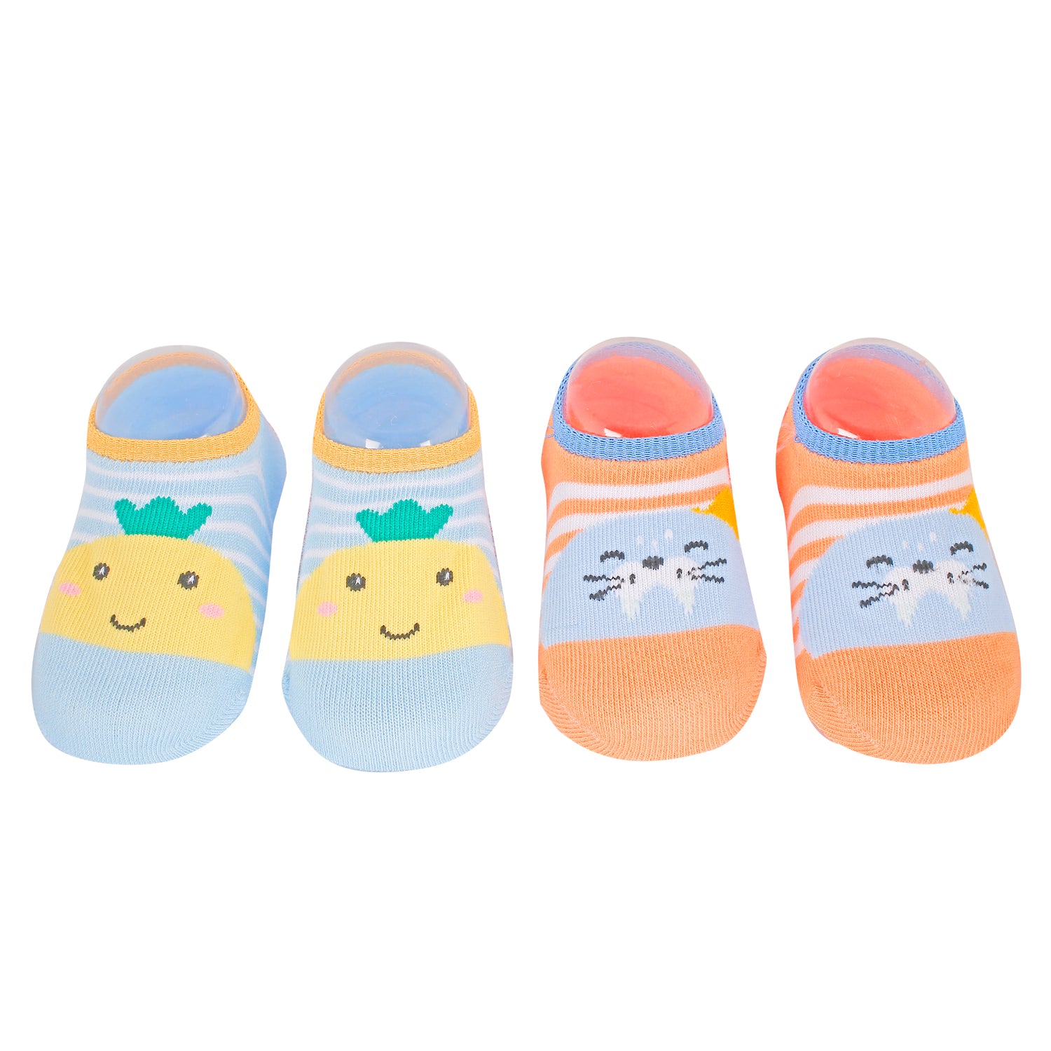 Fruits And Kitty Blue And Orange 2 Pk Socks - Baby Moo