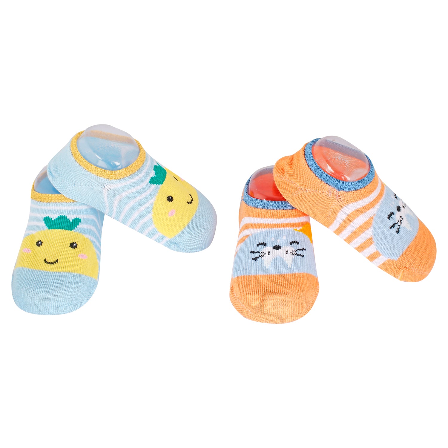 Fruits And Kitty Blue And Orange 2 Pk Socks - Baby Moo
