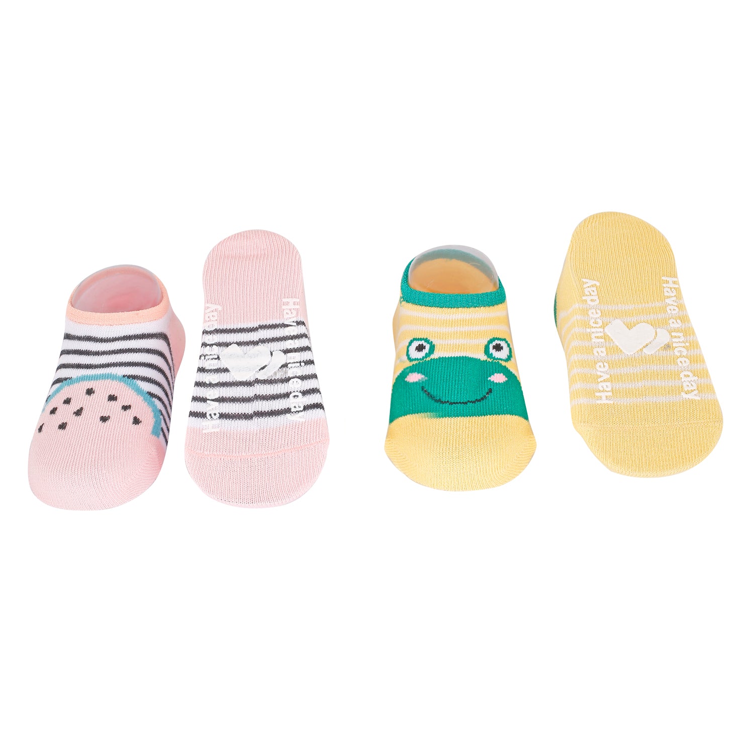 Watermelon And Frog Pink And Yellow 2 Pk Socks - Baby Moo
