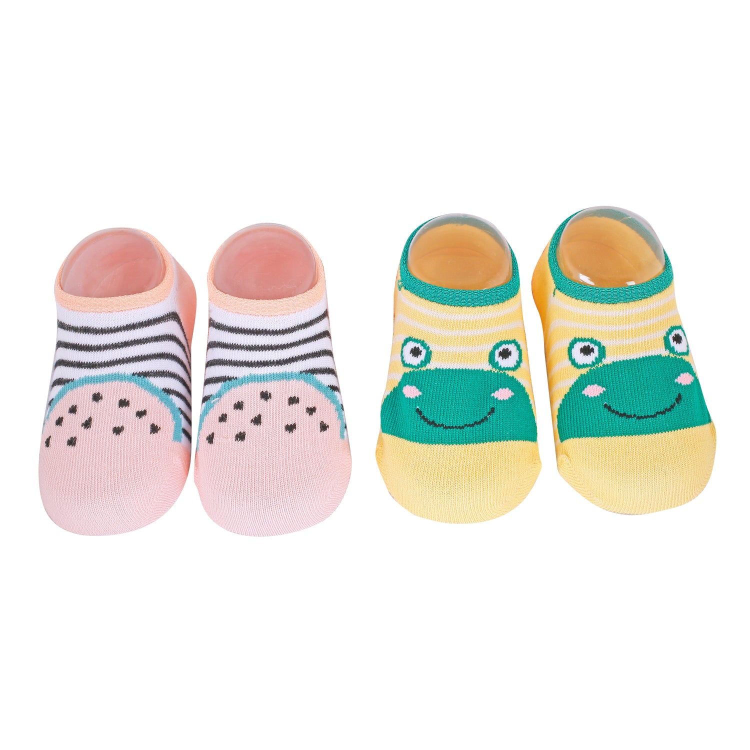 Watermelon And Frog Pink And Yellow 2 Pk Socks - Baby Moo