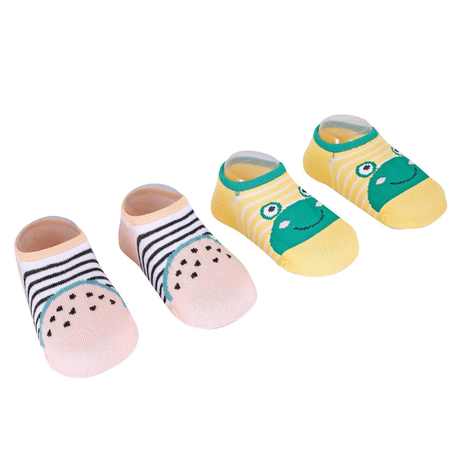 Watermelon And Frog Pink And Yellow 2 Pk Socks - Baby Moo