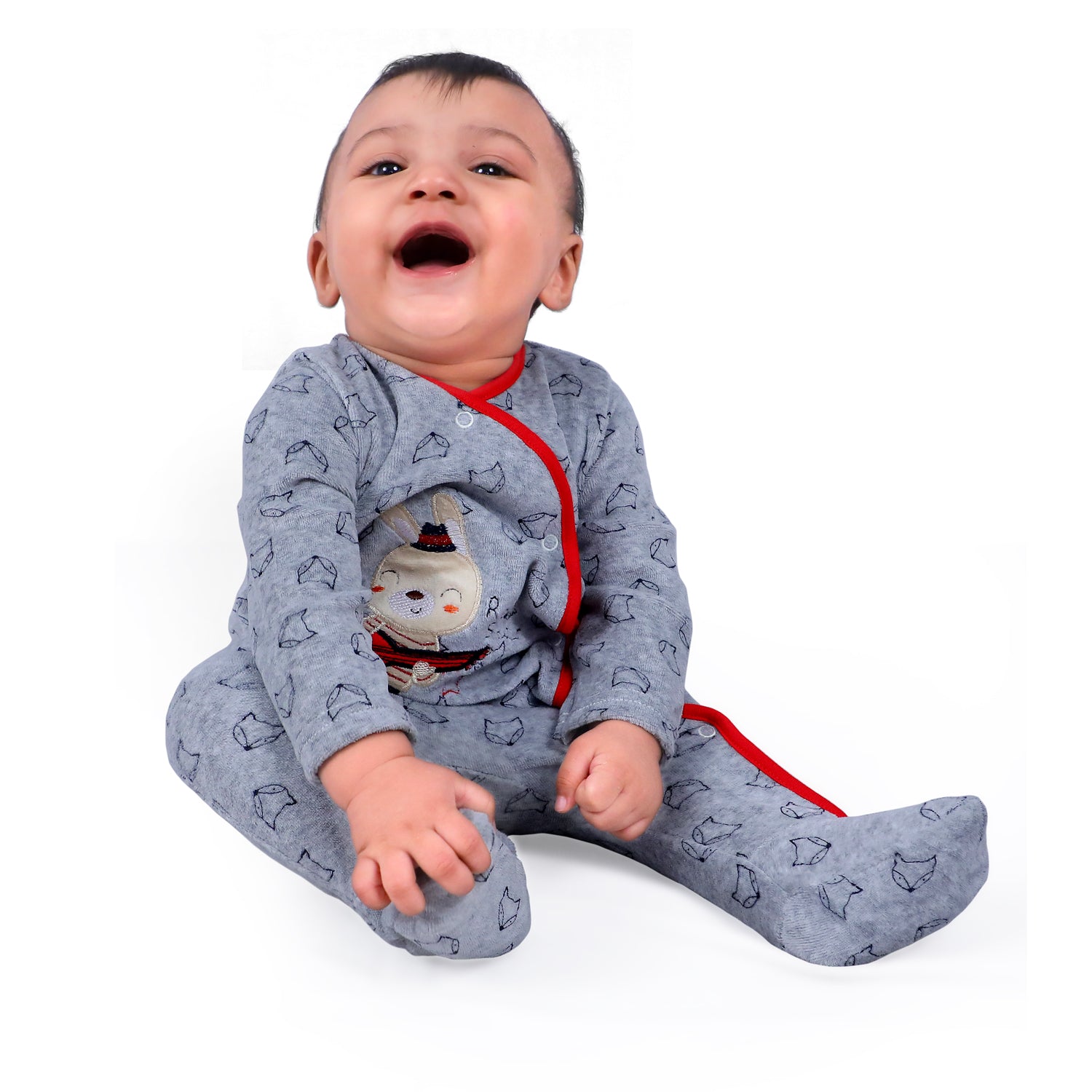 Rock Star Infant Full Sleeves Snap Button Bodysuit Romper - Grey - Baby Moo