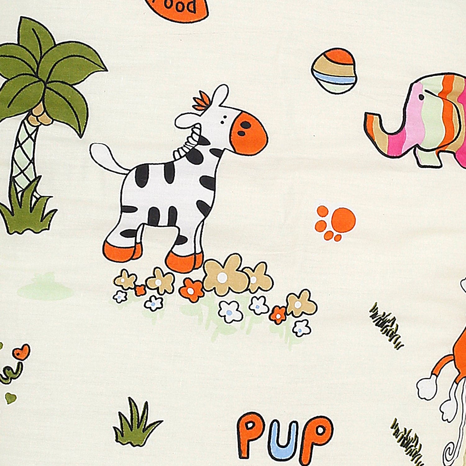 Mosquito Net Tent Mattress Set With Neck Pillow I Love Animals Cream - Baby Moo