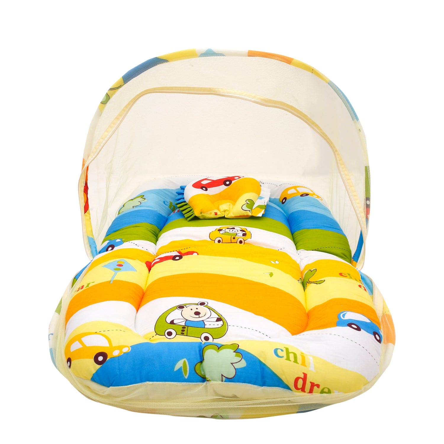 Mosquito Net Tent Mattress Set With Neck Pillow Cruising In My Car Multicolour - Baby Moo