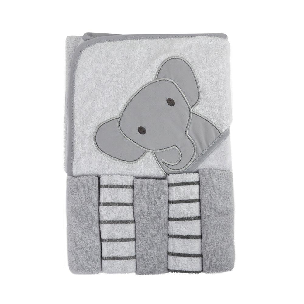 Elephant Grey Towel & Wash Cloth Set - Baby Moo