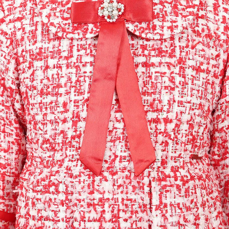 Stella Rossa Tweed Bow Dress - Red