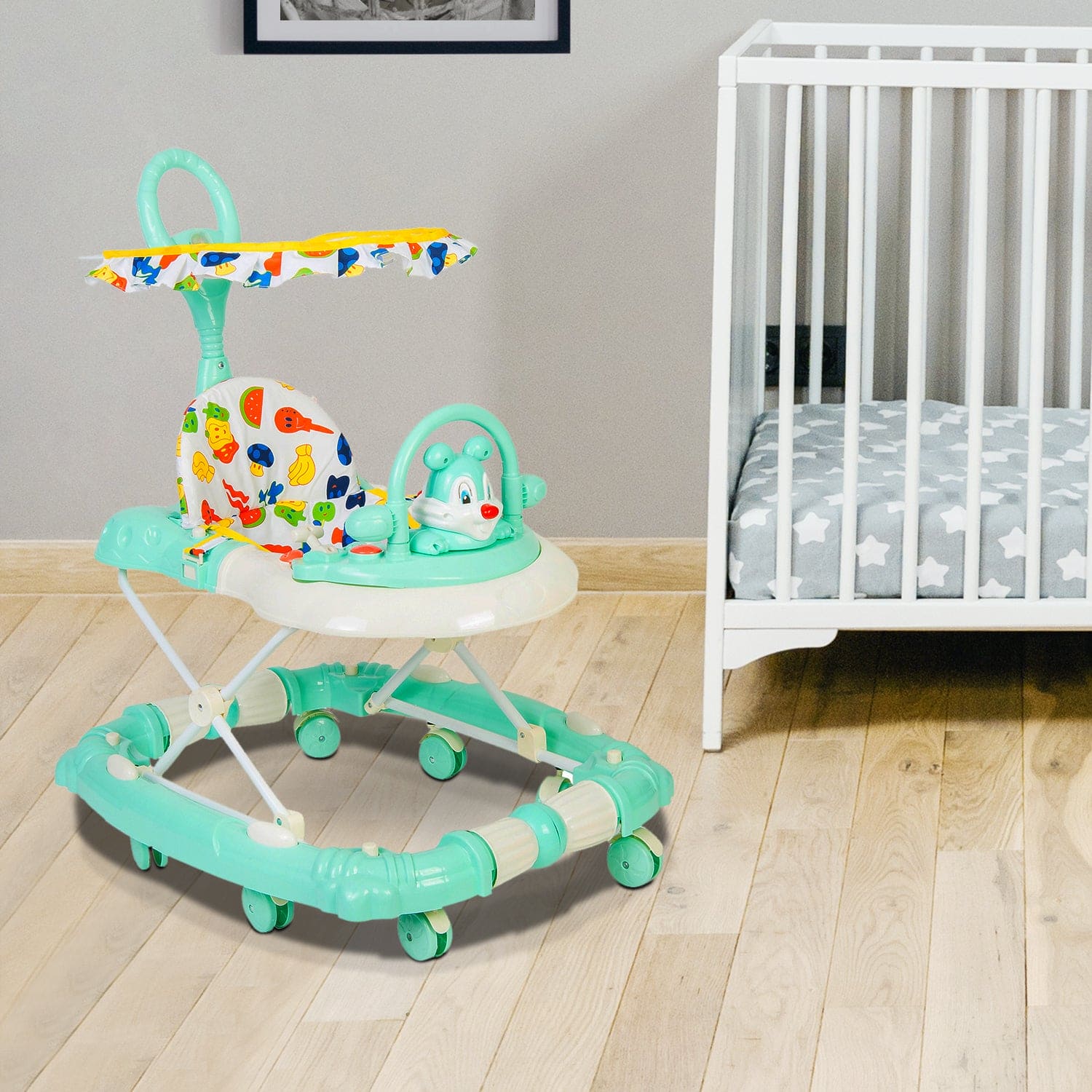 Animal Green 2 in 1 Premium Walker Cum Rocker - Baby Moo