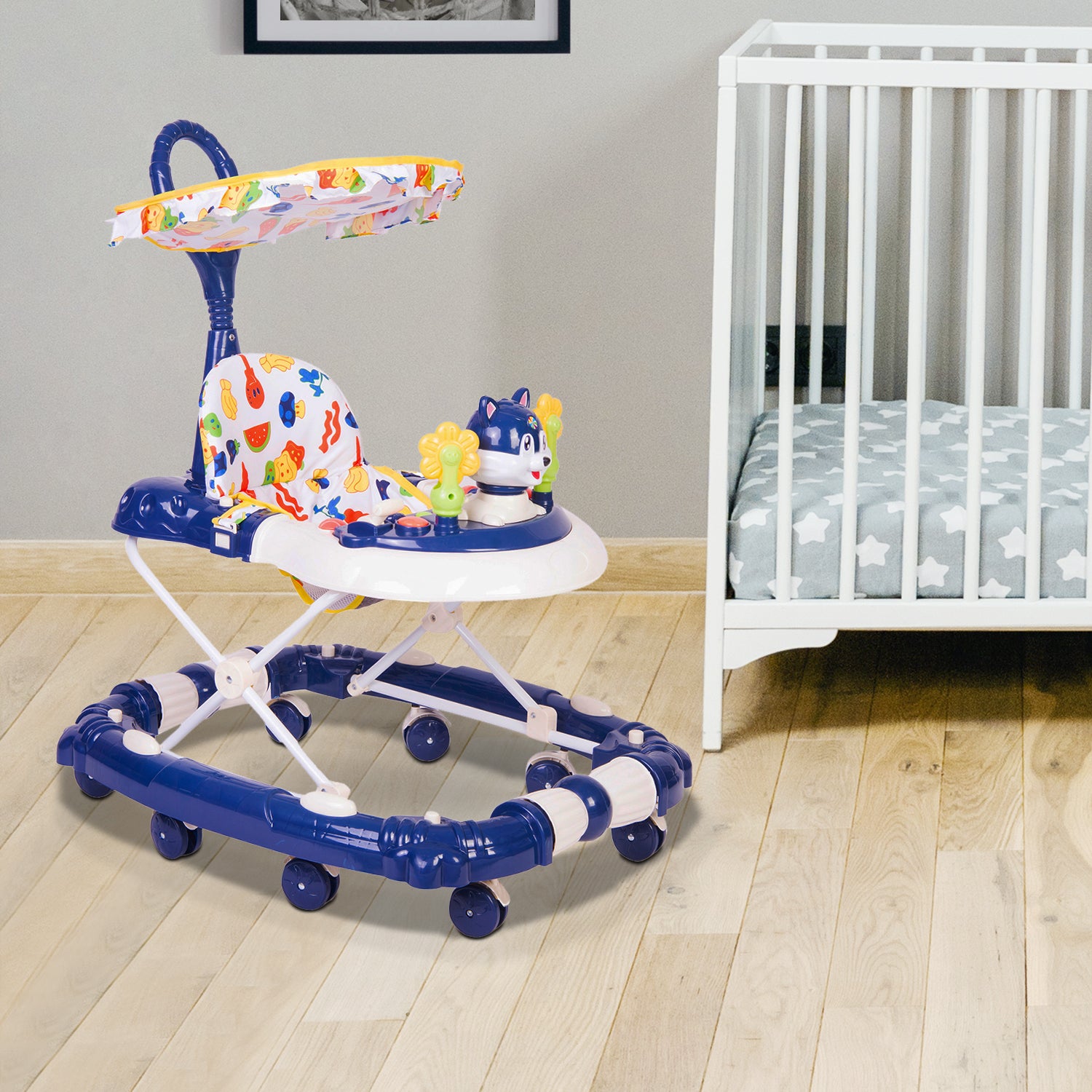 Fruity Blue 2 in 1 Premium Walker Cum Rocker - Baby Moo