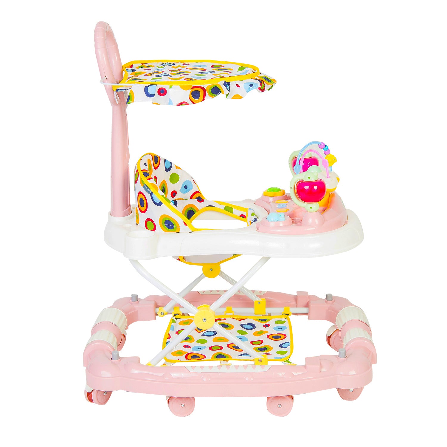 Polka Dot Baby Pink 2 in 1 Premium Walker Cum Rocker - Baby Moo