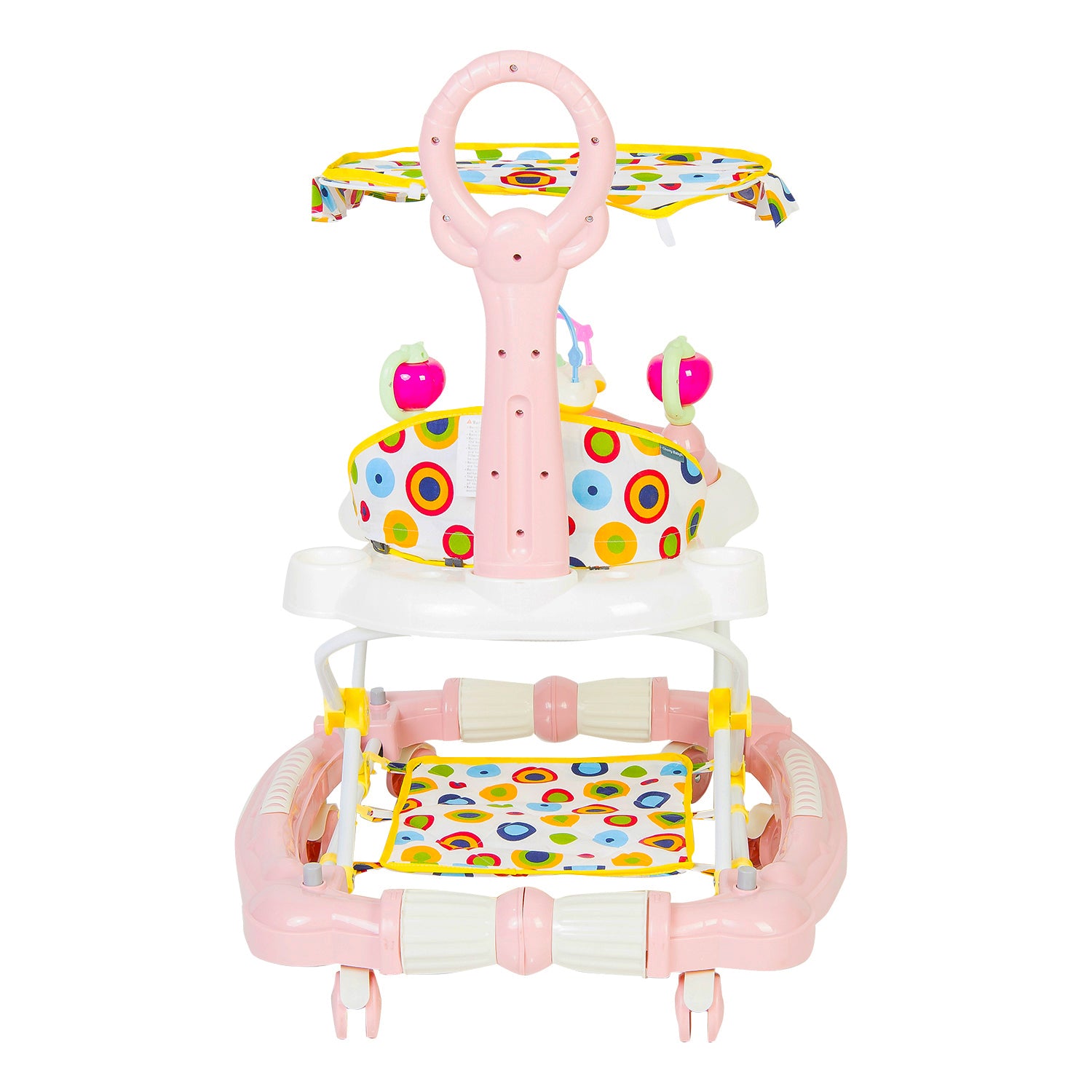 Polka Dot Baby Pink 2 in 1 Premium Walker Cum Rocker - Baby Moo
