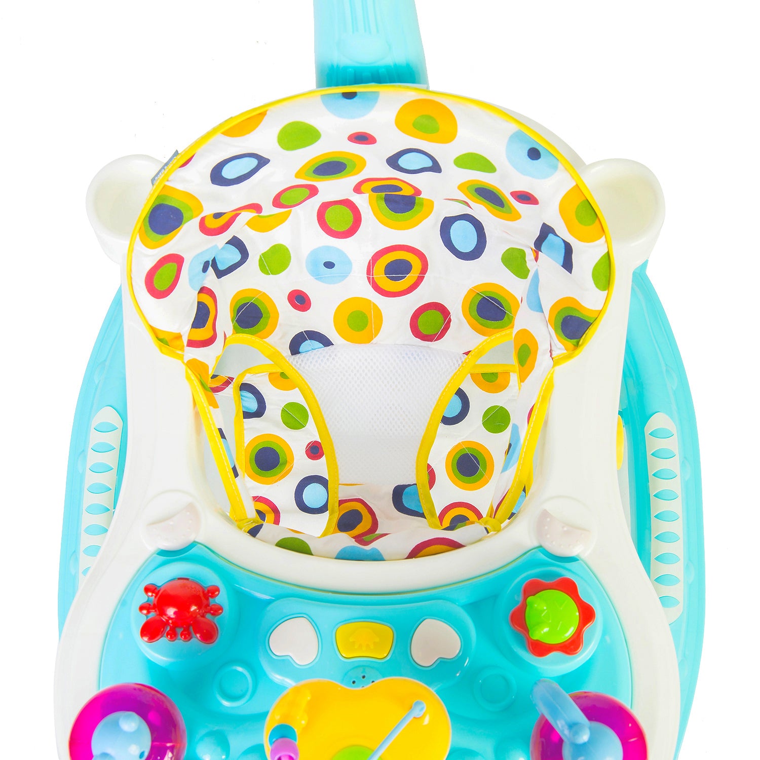 Polka Dot Turquoise 2 in 1 Premium Walker Cum Rocker With Sunshade
