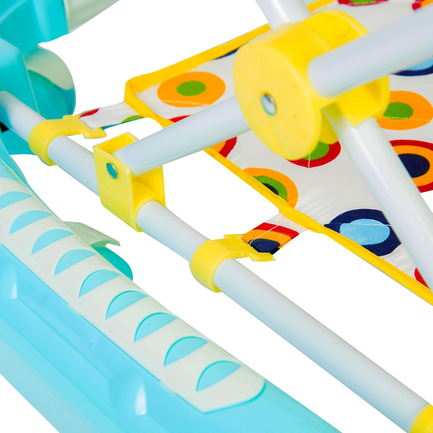Polka Dot Turquoise 2 in 1 Premium Walker Cum Rocker With Sunshade