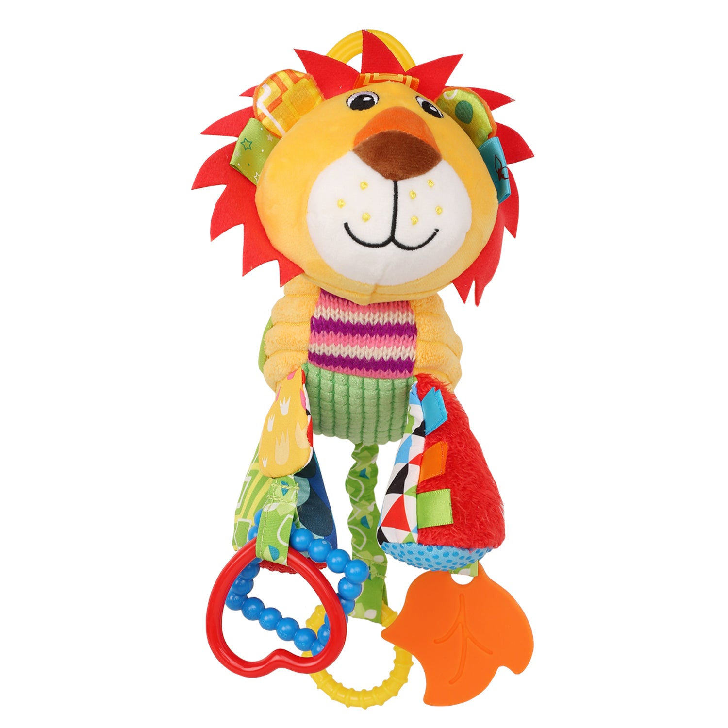 Lion Multicolour Hanging Pulling Toy With Teether - Baby Moo