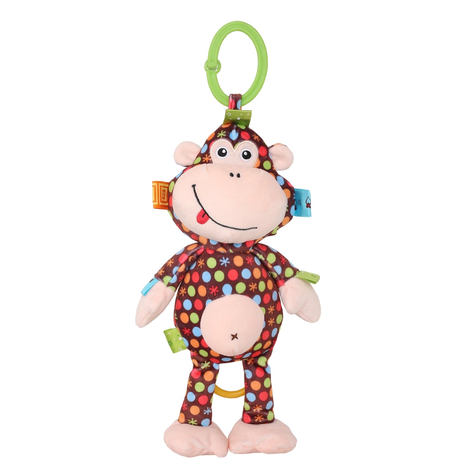 Polka Dotted Monkey Multicolour Hanging Pulling Toy - Baby Moo