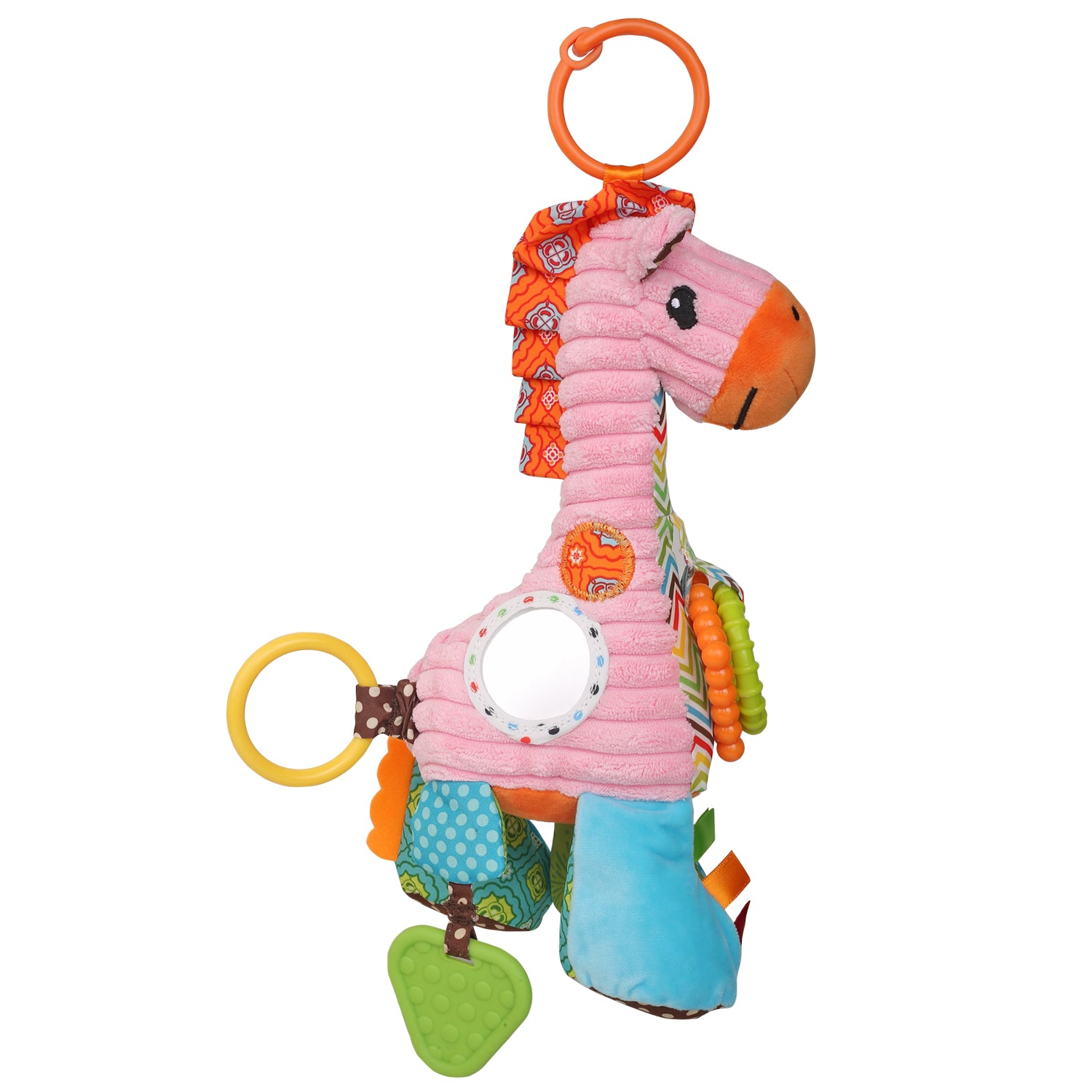 Giraffe Pink Pulling Toy With Teether - Baby Moo