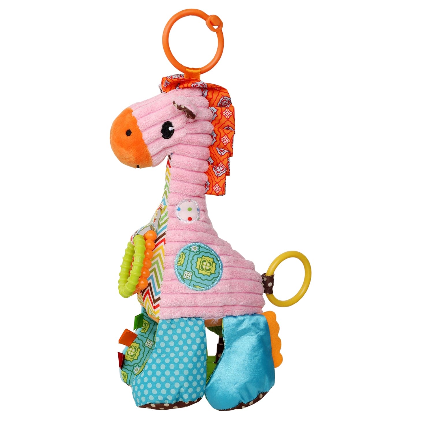 Giraffe Pink Pulling Toy With Teether - Baby Moo