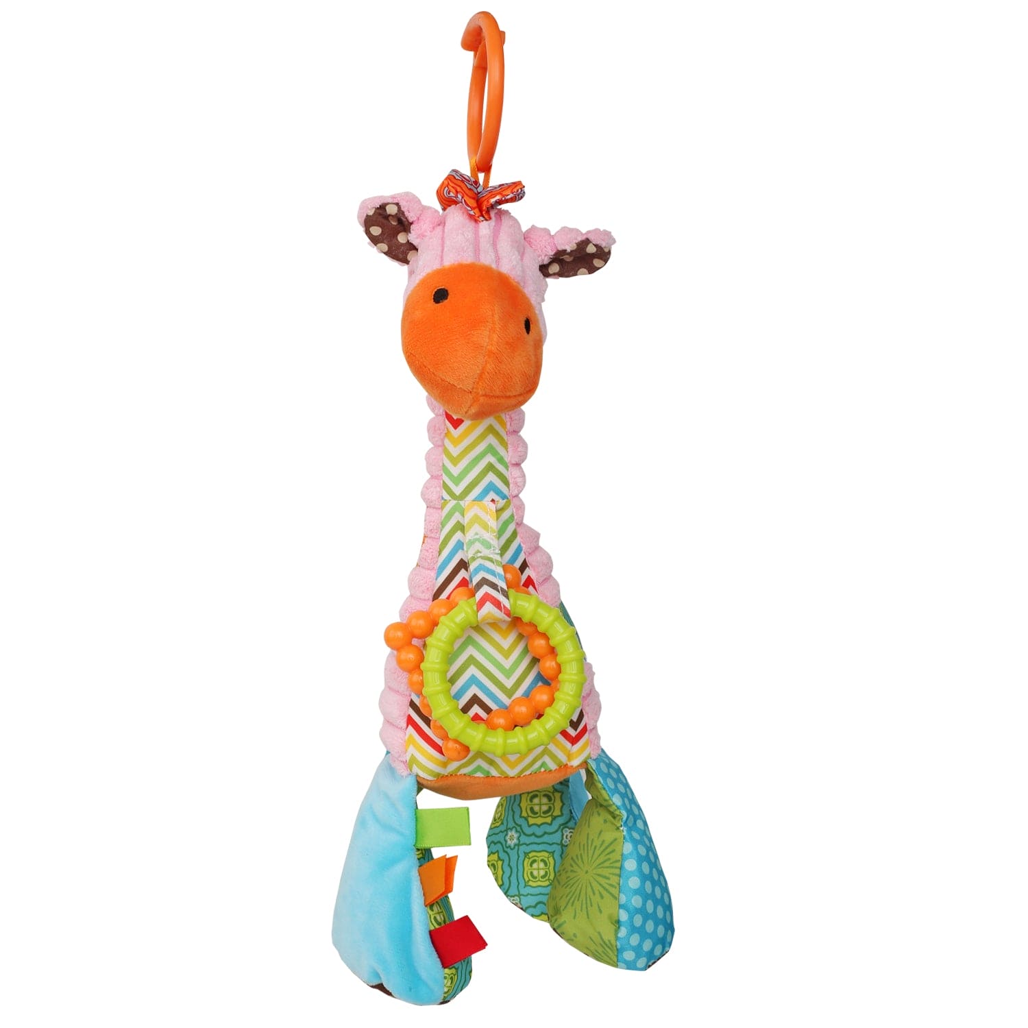 Giraffe Pink Pulling Toy With Teether - Baby Moo