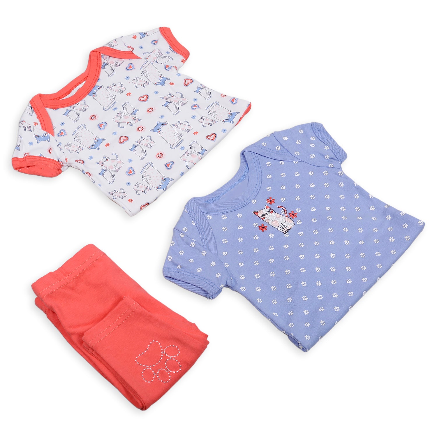 Gift Set Of 5 Bib Body Suits Pant And Socks Cat Multicolour - Baby Moo
