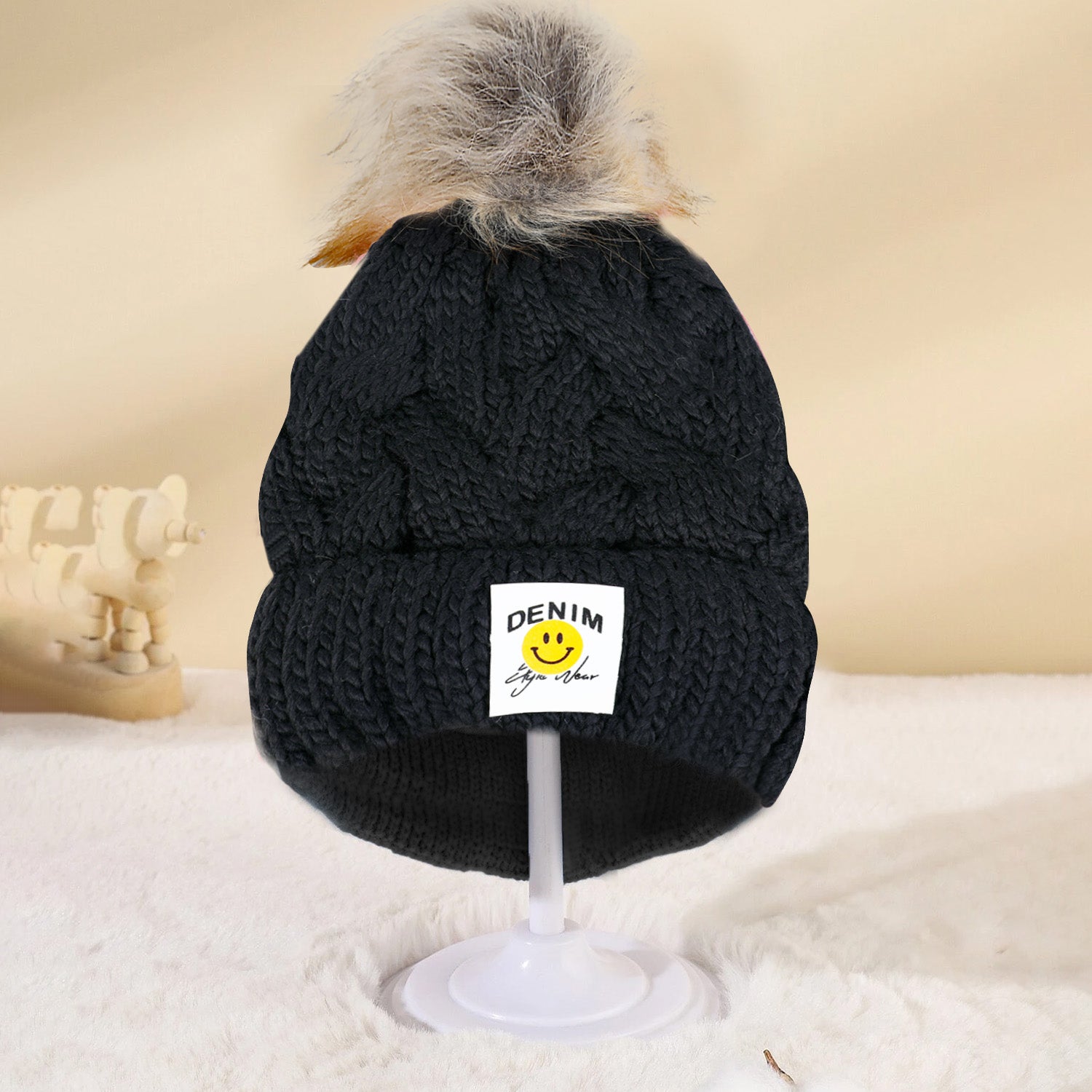 Black baby bobble hat online