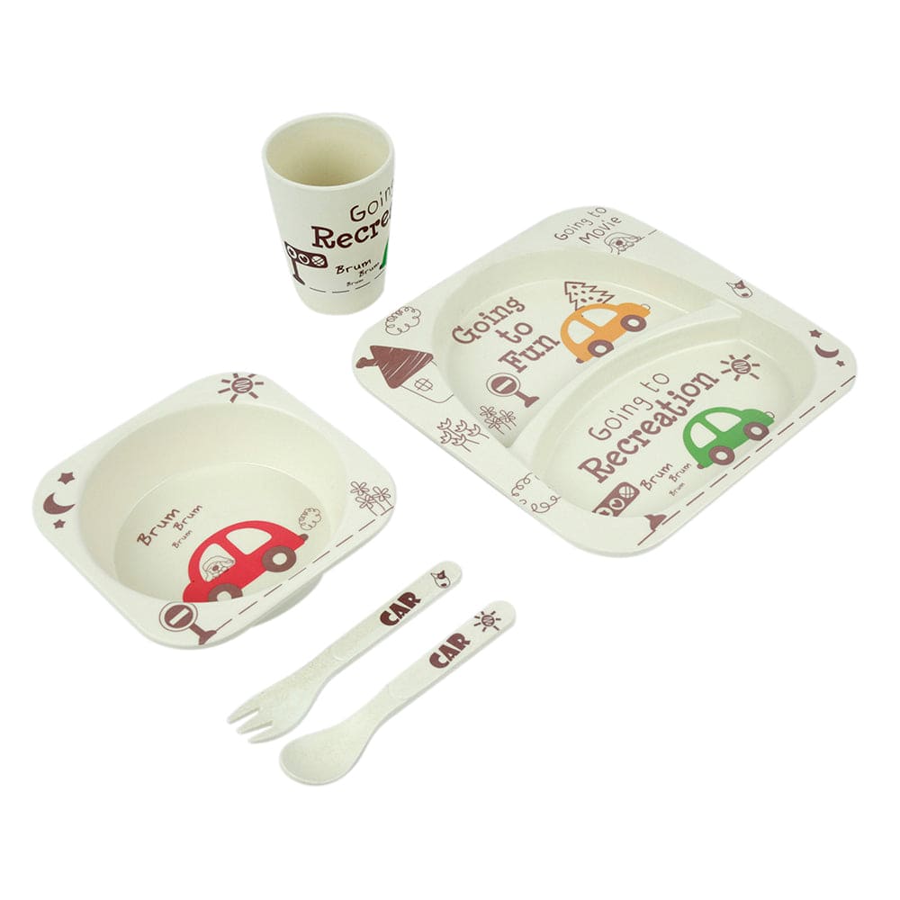 Car White Bamboo Fiber Dinner Set - Baby Moo