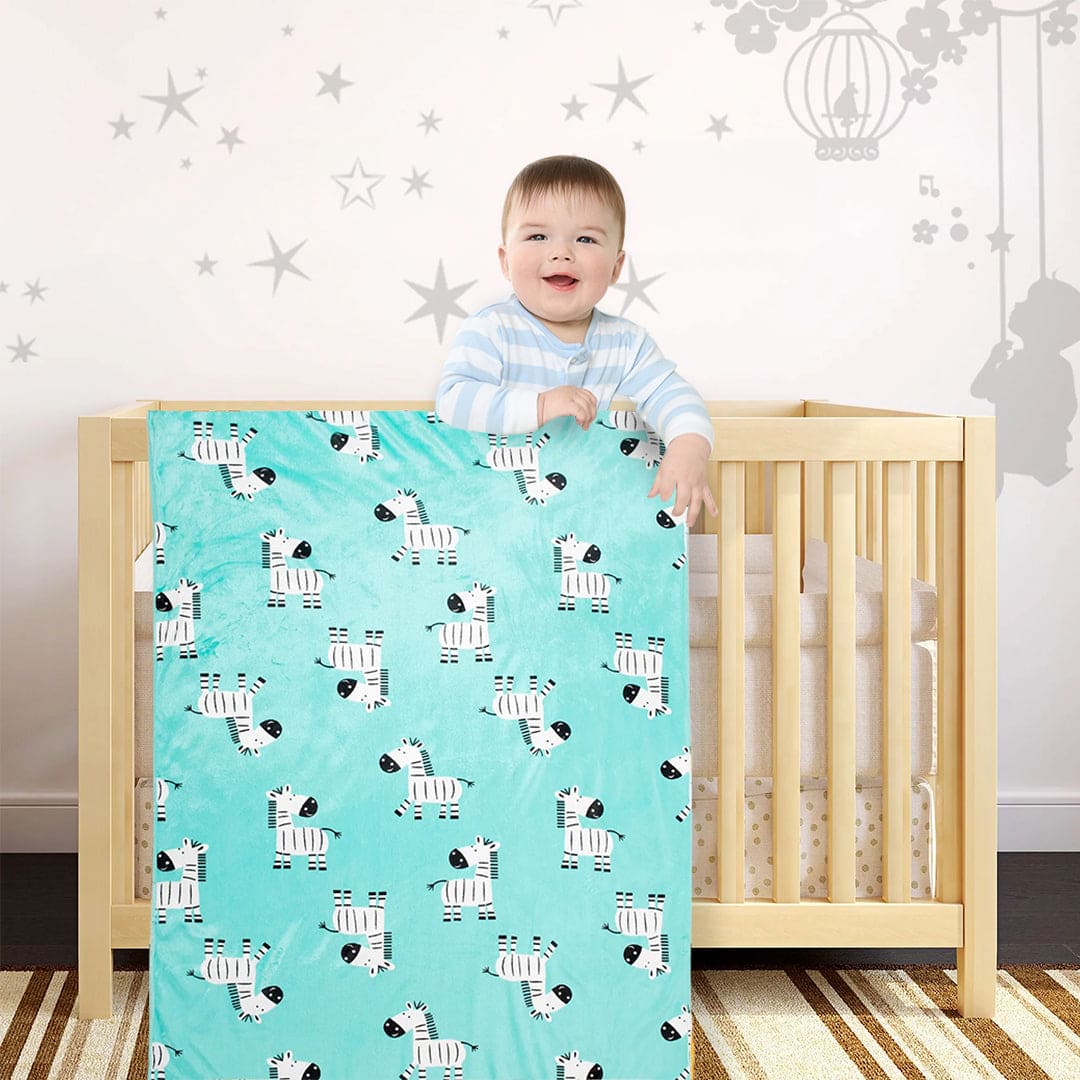 Zebra Aqua Blue Blanket