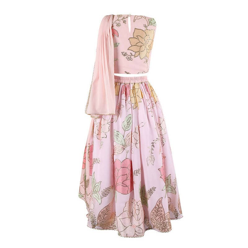 Rang Floral Embroidered Lehenga Choli With Dupatta Set - Pink