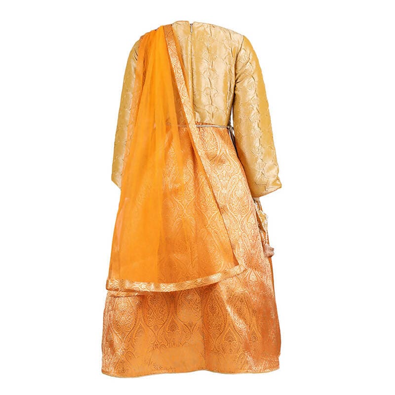 Rang Embroidered Anarkali Gown With Dupatta Dress - Yellow