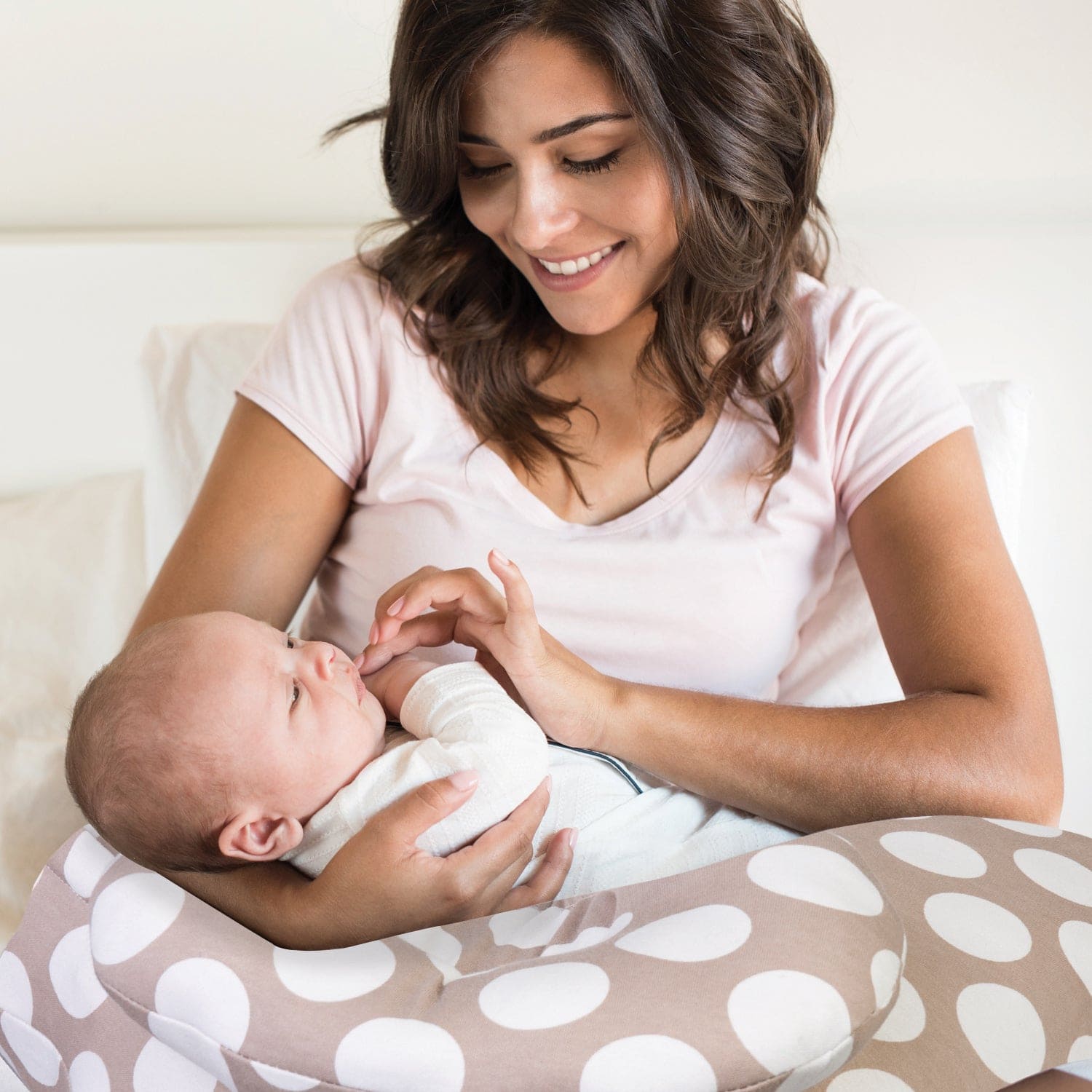 Polka Dot Brown Feeding Pillow - Baby Moo