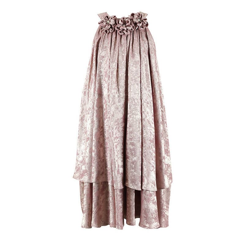 Stella Rossa Foil Dress With Floral Applique - Mauve