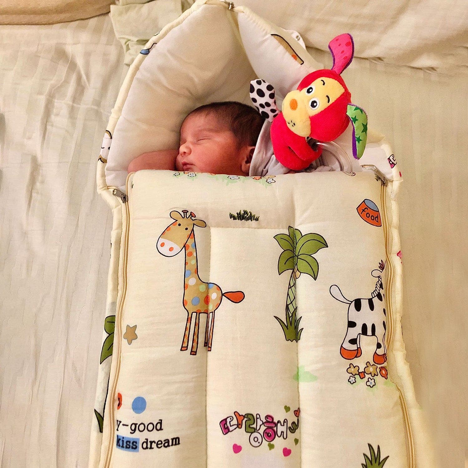 Sleeping Bag I Love Animals Cream - Baby Moo