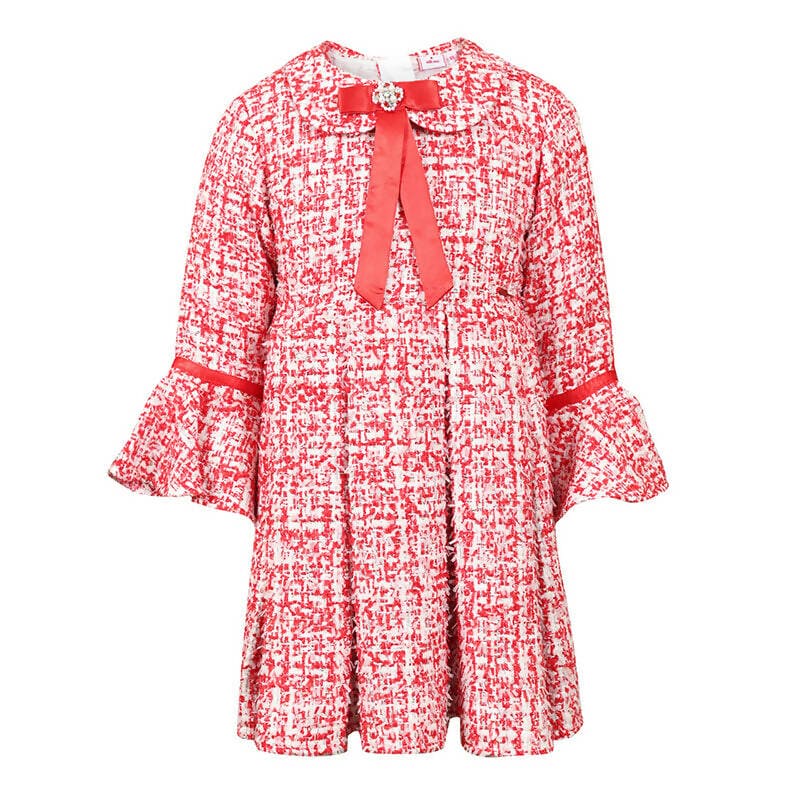 Stella Rossa Tweed Bow Dress - Red