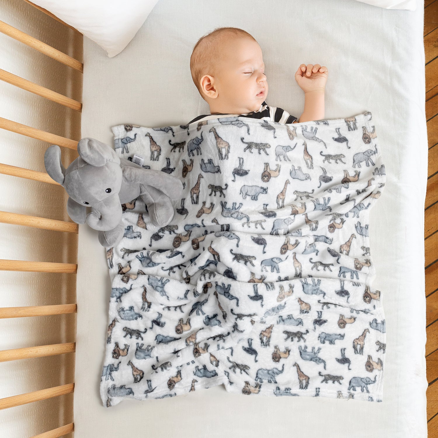 Baby Moo Elephant Snuggle Buddy Soft Rattle and Plush Blanket Gift Toy Blanket - Grey
