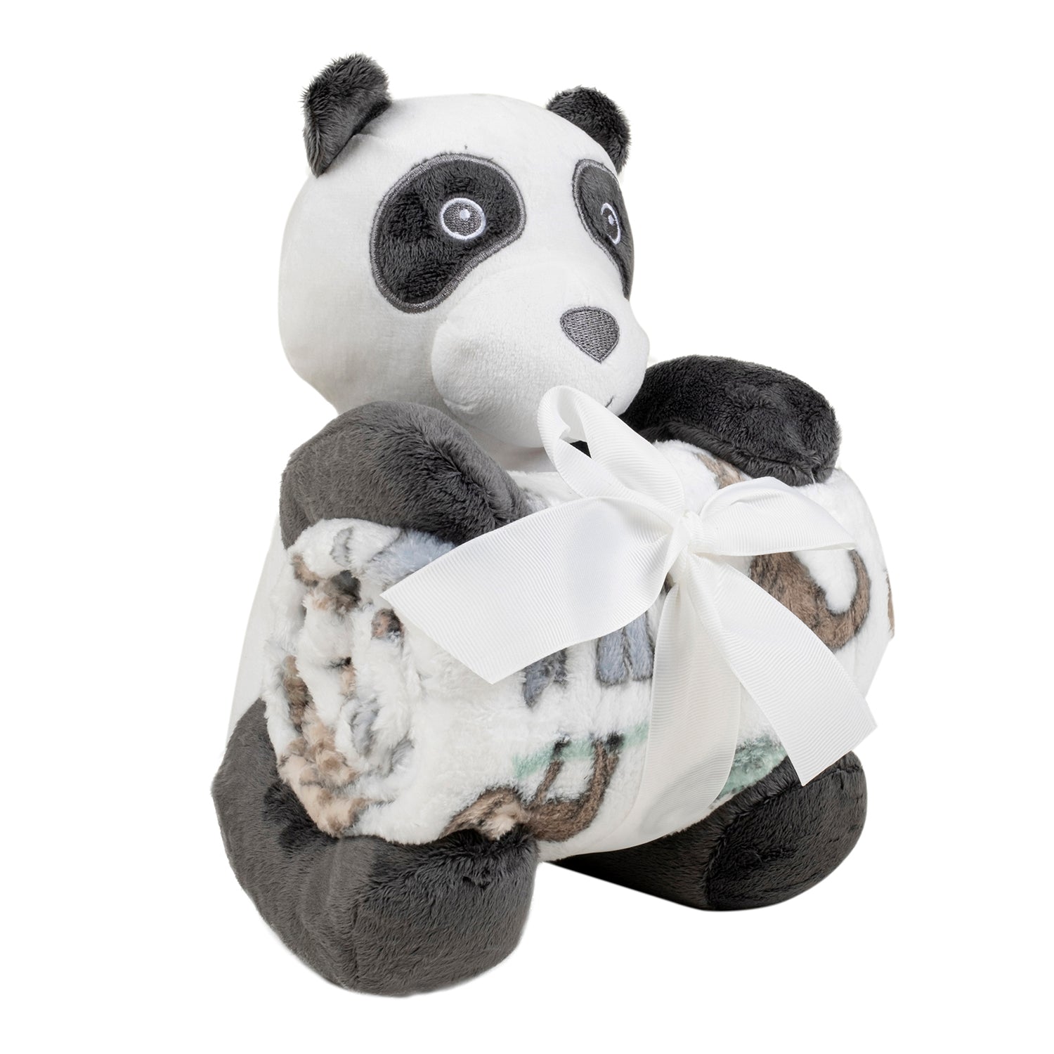 Baby Moo Panda Snuggle Buddy Soft Rattle and Plush Blanket Gift Toy Blanket - Black