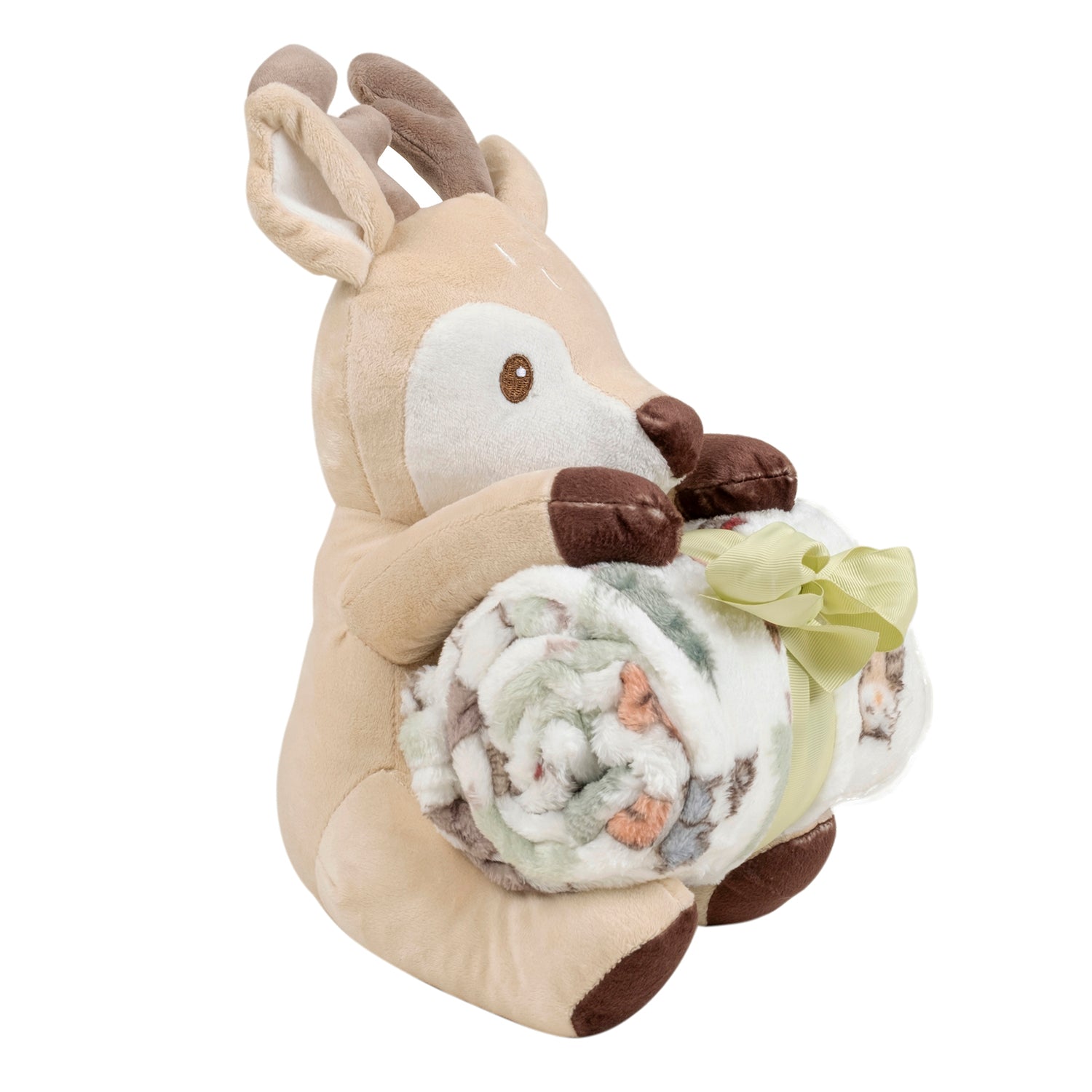 Baby Moo Reindeer Snuggle Buddy Soft Rattle and Plush Blanket Gift Toy Blanket - Beige