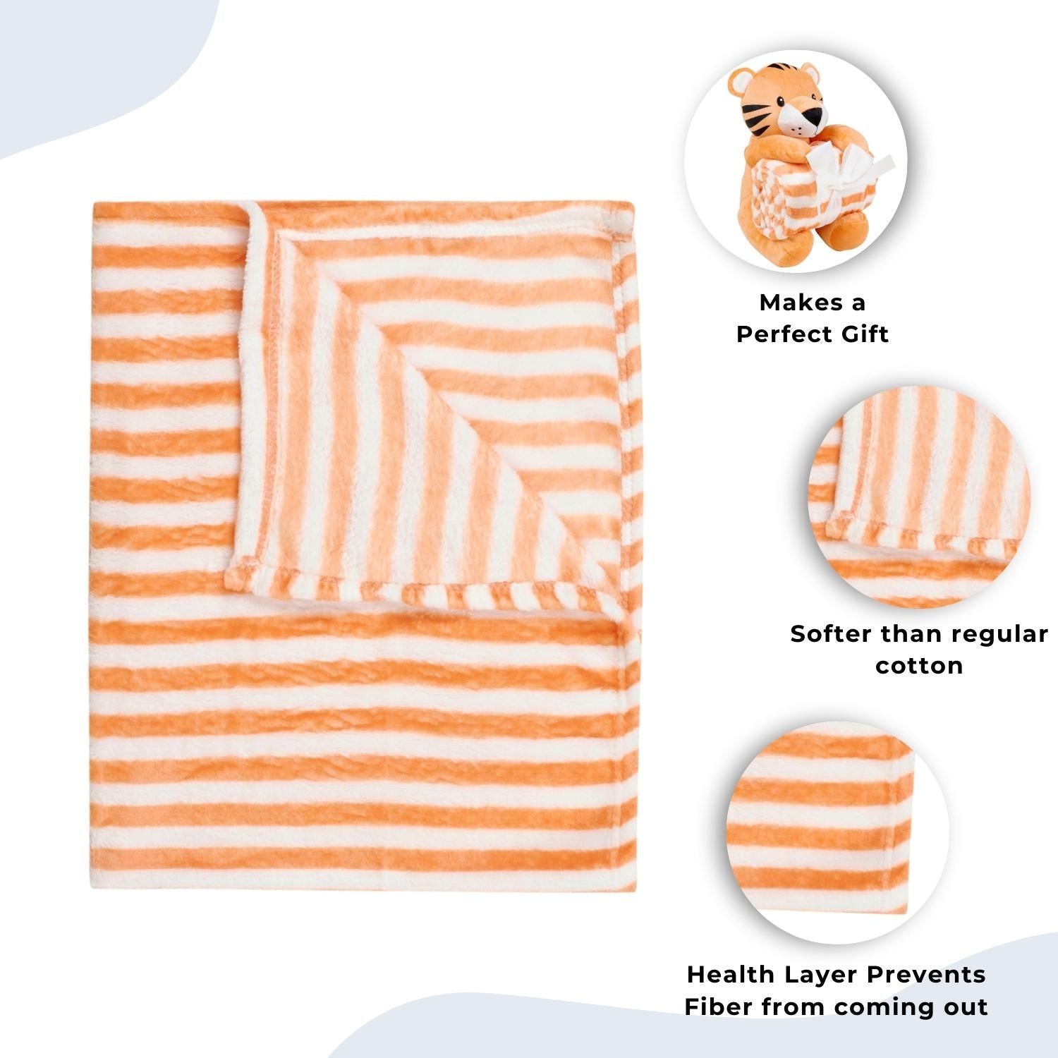 Baby Moo Tiger Snuggle Buddy Soft Rattle and Plush Blanket Gift Toy Blanket - Orange
