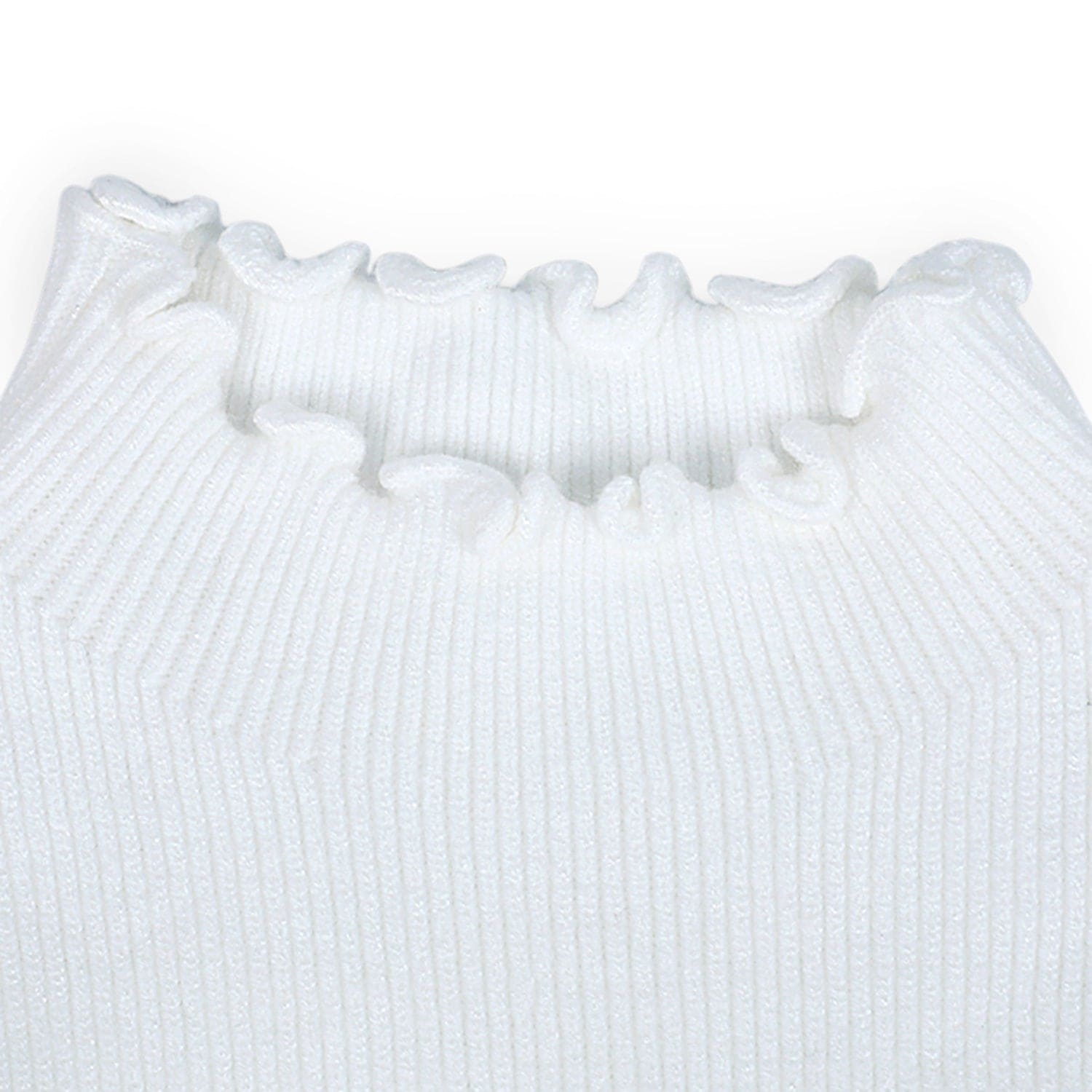 Basic Ribbed Premium Full Sleeves Knitted Kids Sweater - White