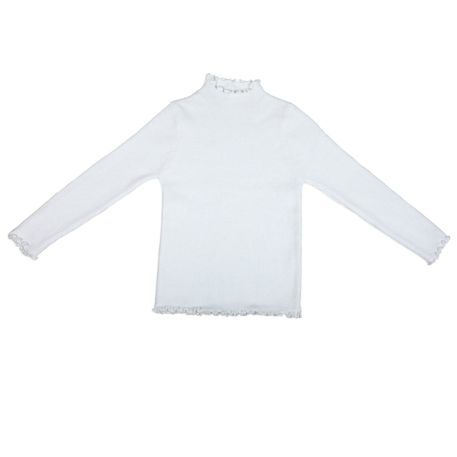 Basic Ribbed Premium Full Sleeves Knitted Kids Sweater - White