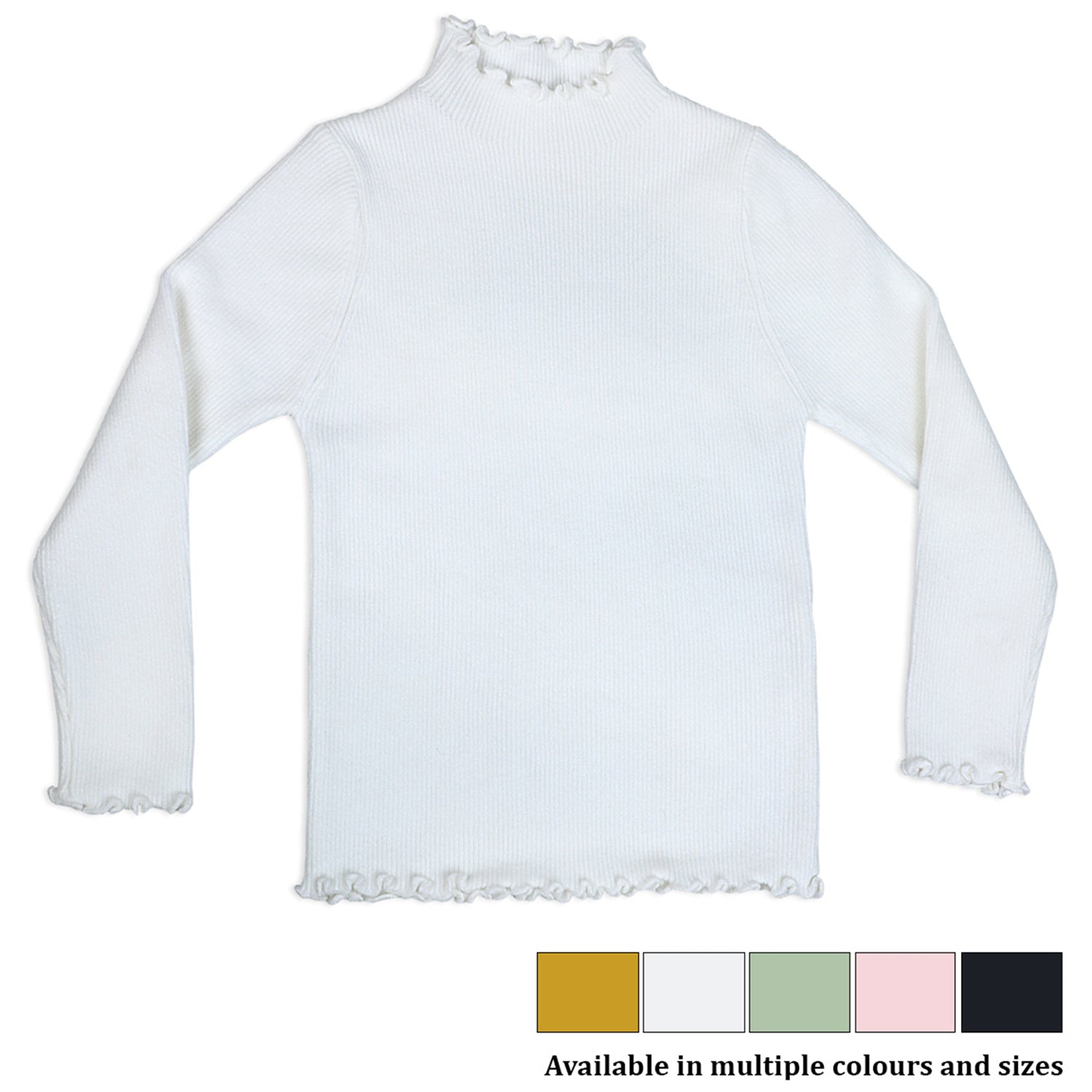 Basic Ribbed Premium Full Sleeves Knitted Kids Sweater - White