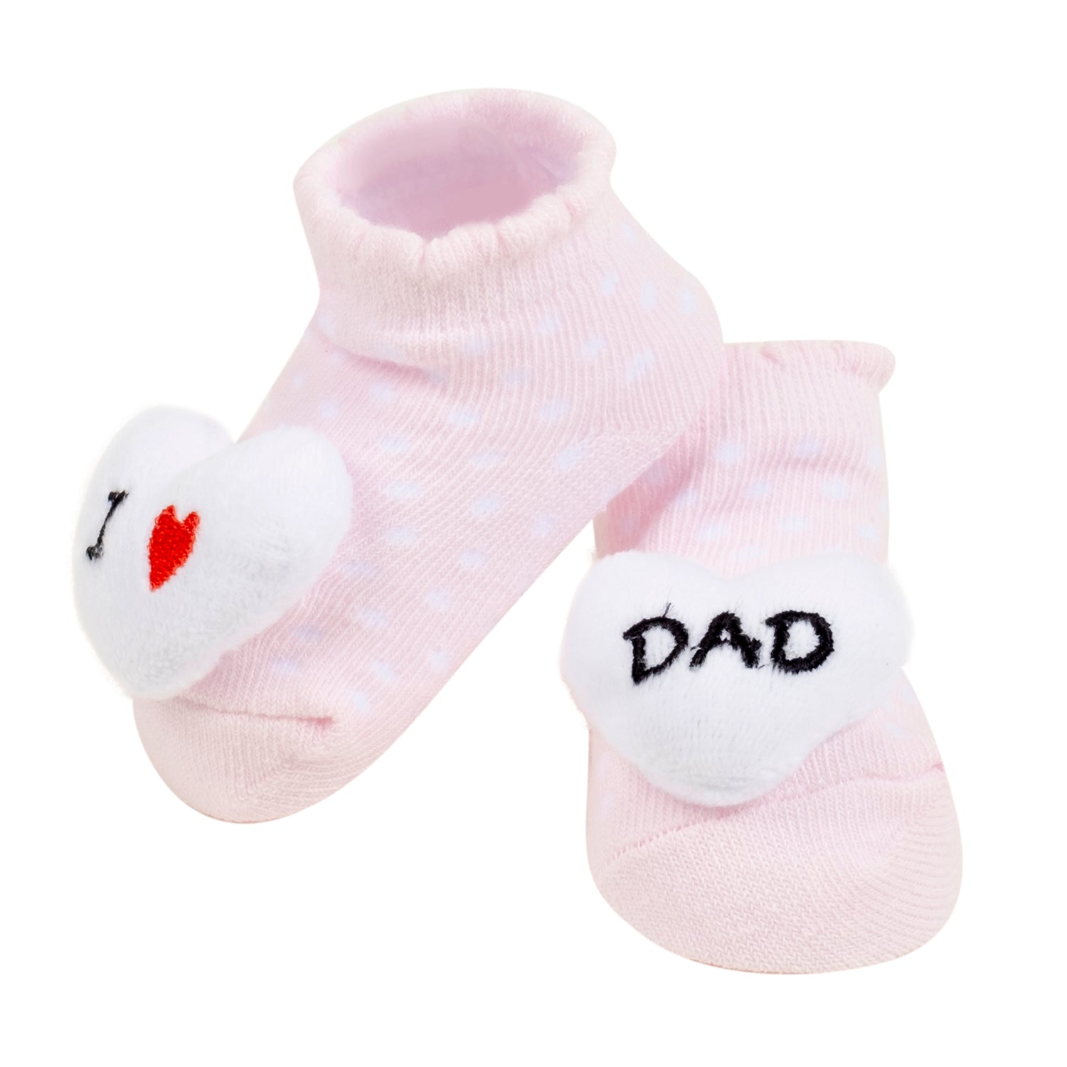 Baby Moo 3D I Love Maa And Paa Cotton Ankle Length Fancy Infant Gift Set of 2 Socks Booties - Grey, Pink