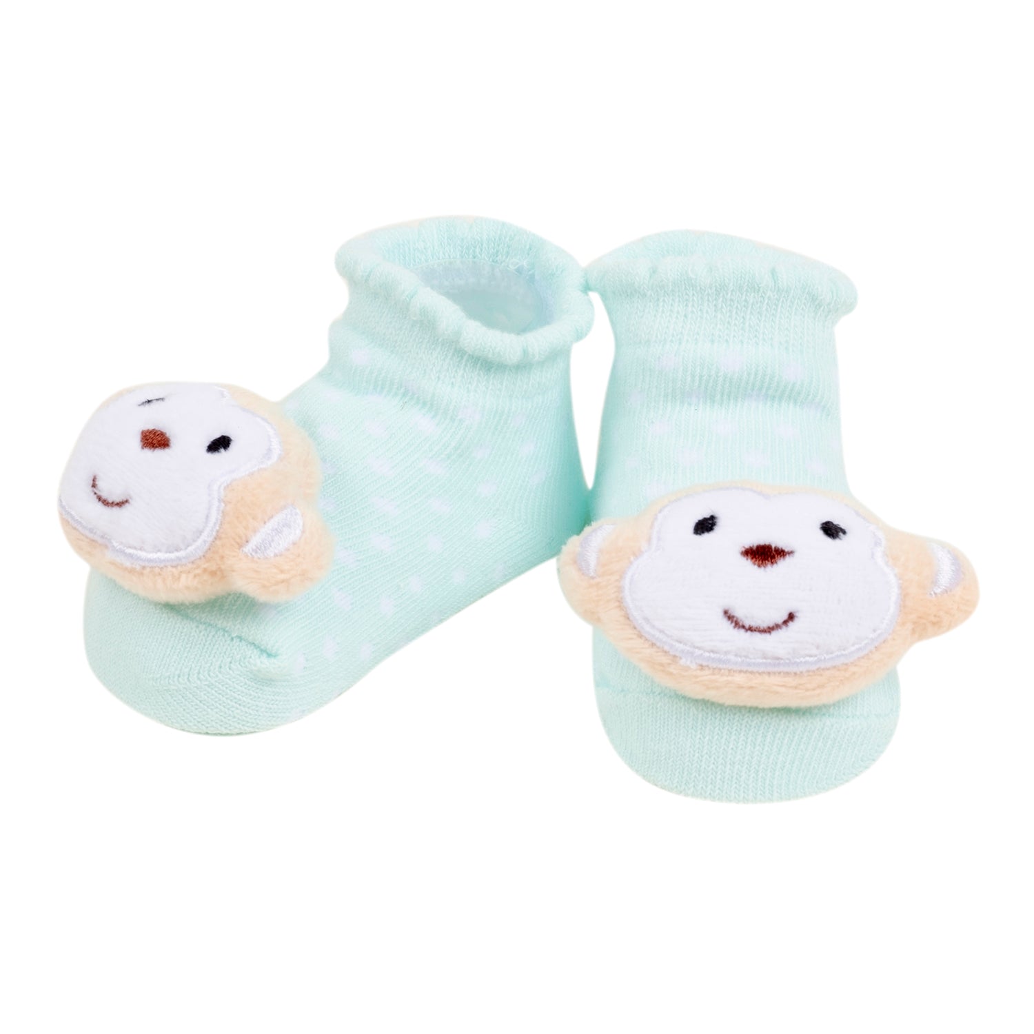 Baby Moo 3D Elephant Monkey Cotton Ankle Length Fancy Infant Gift Set of 2 Socks Booties - Turquoise, Pink
